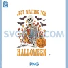 Just Waiting For Halloween PNG, Funny Skeleton Coffee Fall PNG