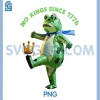 No Kings Since 1776 PNG, Portland Frog Kicking Crown Retro PNG