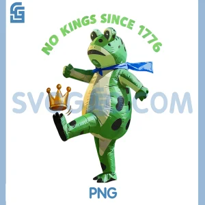 No Kings Since 1776 PNG, Portland Frog Kicking Crown Retro PNG
