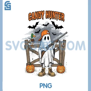 Spooky Candy Hunter Ghost PNG, Fall Halloween Design PNG