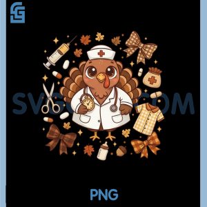 Thanksgiving Nurse Turkey Cute PNG, Doctor Fall Medical Sublimation PNG