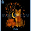 Autumn Cat Illustration PNG, Falling Leaves for Everyone PNG