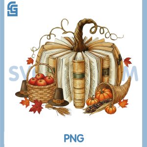 Teacher Book Pumpkin PNG, Fall Reading Thanksgiving Autumn PNG