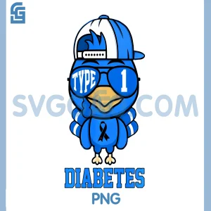 Type 1 Diabetes Awareness PNG, Blue Ribbon Turkey Thanksgiving PNG