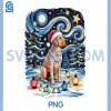 Xmas Santa Labrador PNG, Retriever Van Gogh Style Starry Night PNG