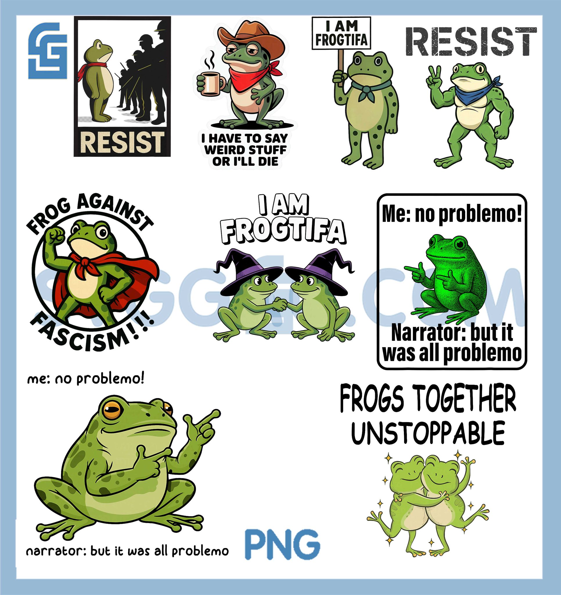 Problem Child Frog Funny Frog Me No Problemo PNG Bundle, Narrator But It was All Problemo ...