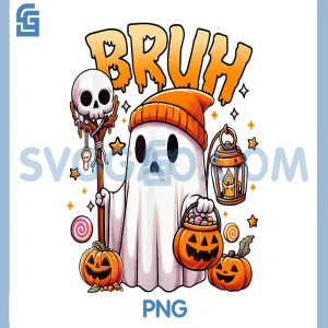 Cute Ghost Trick Or Treat Candy PNG, Bruh Ghost Halloween PNG