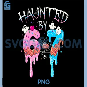Haunted By 6 7 PNG, Halloween Ghost Gen Alpha Meme Ice Cream Drip PNG