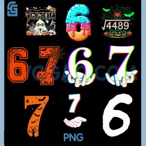 Funny 67 Six Seven PNG Bundle, Couple Matching Halloween Meme PNG Bundle