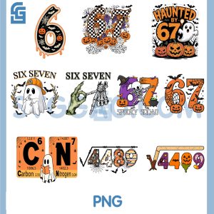 Funny 67 Six Seven PNG Bundle, Meme Couple Ghost Halloween Bundle PNG