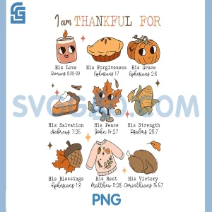 Autumn Christian Thanksgiving PNG, Bible Verse I Am Thankful PNG