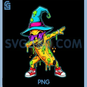 Banana Wizard Dab Halloween PNG, Funny Slime Party PNG