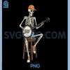 Banjo Player Skeleton PNG, Halloween Funny Banjoist PNG