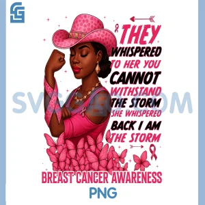 Black Women Breast Cancer PNG, Survivor Pink Ribbon Im The Storm PNG