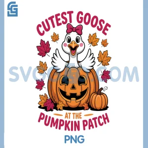 Cutest Goose at The Pumpkin PNG, Patch Funny Fall Thanksgiving PNG