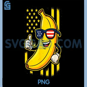 Dabbing Banana Retro PNG, American Flag Banana Lover PNG