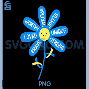 Down Syndrome Awareness PNG, Flower Inspirational Trisomy 21 Cute PNG
