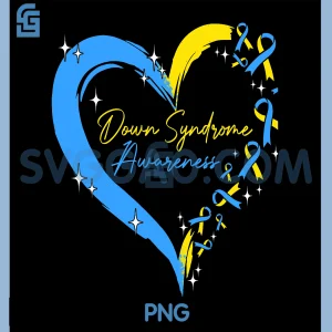 Down Syndrome Awareness PNG, Heart Ribbon Trisomy 21 T21 PNG