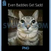 Even Baddies Get Saddies PNG, Funny Cat Meme Unhinged PNG