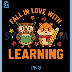 Fall in Love with Learning PNG, Vintage Owl and Hamster Teacher PNG