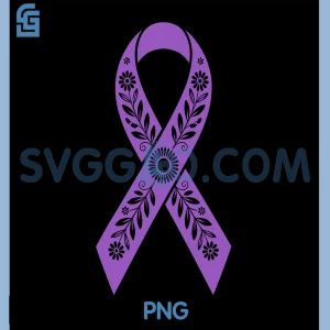 Floral Domestic Violence Purple PNG, Ribbon DV Awareness Support PNG