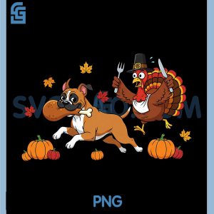 Funny Boxer Dog Turkey PNG, Autumn Thanksgiving PNG