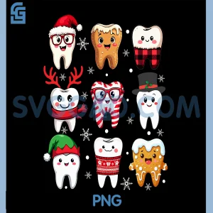 Funny Dental Christmas PNG, Cute Teeth Dentist Santa Hat PNG