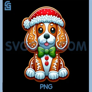 Funny Gingerbread Man PNG, Beagle Christmas Dog PNG