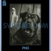 Funny Halloween Rottweiler PNG, Dog Selfie with Spooky Ghost PNG