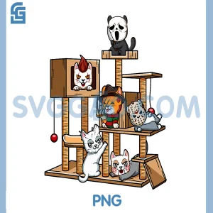 Funny Horror Movie Kitten PNG, Playing On Cat Tree PNG