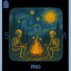 Funny Skeleton Campfire PNG, Starry Night Halloween Spooky Art PNG