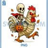 Funny Skeleton Riding PNG, A Mummy Chicken Halloween PNG