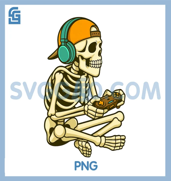 Gamer Skeleton Halloween PNG, Gamer Video Gaming PNG – SVGGAO