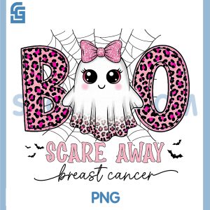 Halloween Boo Scare Away Breast Cancer PNG, Awareness Cute Ghost PNG