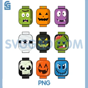 Halloween Building PNG, Brick Heads PNG, Pumpkin Zombie PNG, Ghost Skeleton PNG