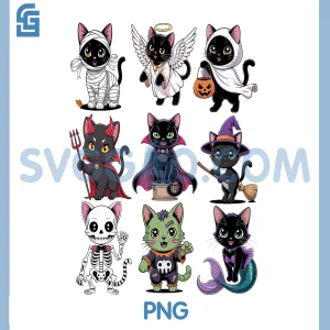 Halloween Cat PNG, Spooky Kittens PNG