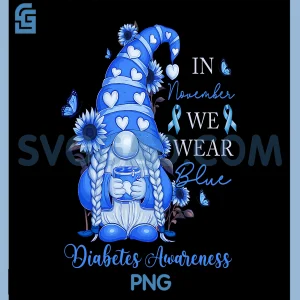 In November We Wear PNG, Ribbon Blue Diabetes Awareness PNG