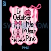 In October We Wear Pink PNG, Cute Ghost Halloween Coquette Bow PNG