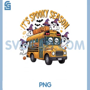 Its Spooky Season PNG, Funny Teacher Halloween School Bus PNG