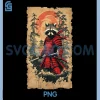 Japanese Samurai Raccoon PNG, Warrior Vintage Style Graphic PNG