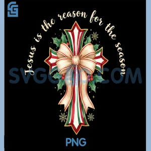 Jesus is The Reason PNG, The Season Cross Coquette Bow PNG