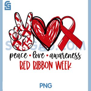Peace Love Awareness PNG, Red Ribbon Week Drug Free Anti-Drug PNG