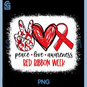 Peace Love Awareness PNG, Red Ribbon Week Say No To Drugs PNG