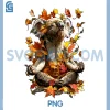 Peaceful Koala Fall Leaves PNG, Meditating Animal Yoga Autumn Art PNG