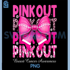 Pink Out Breast Cancer PNG, Football Coquette Bow PNG