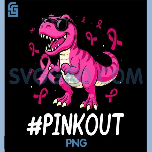 Pink Out Dinosaur PNG, Breast Cancer Awareness PNG