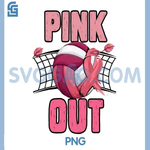 Pink Out Volleyball PNG, Breast Cancer Awareness Ribbon Volley PNG