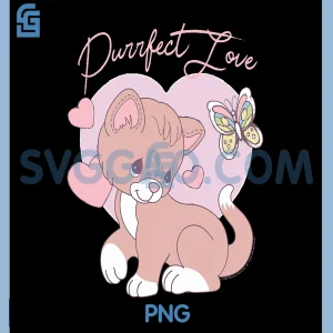 Precious Moments Purrfect PNG, Love Cat Sweet Cute Retro Kitty PNG