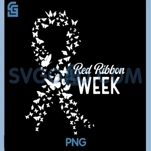 Red Ribbon Week Awareness PNG, Butterfly October Awareness PNG