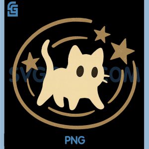 Retro 90s Y2K Scared PNG, Cat Cosmic Stars PNG